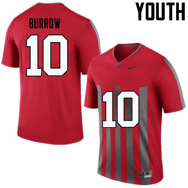 Ohio State Buckeyes #10 Joe Burrow Youth Football Jersey Throwback OSU1397
